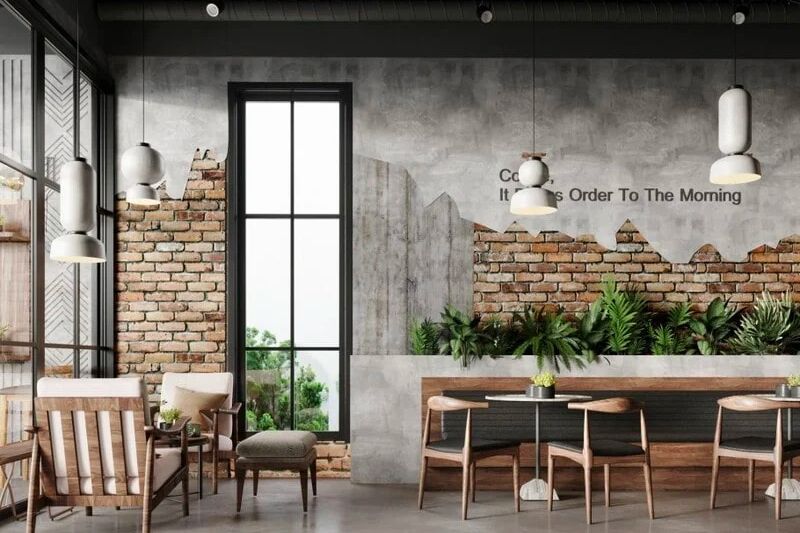decor tường quán cafe