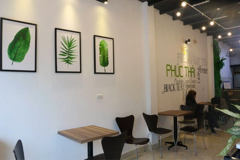 decor tường quán cafe